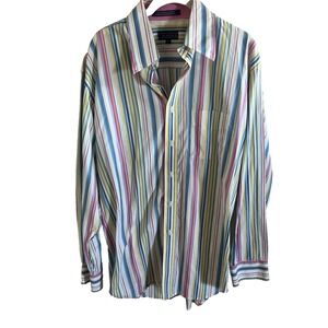 J.McLaughlin Shirt‎ Mens Large Multicolored Striped Long Sleeve Button Down Prep
